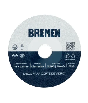 DISCO DIAMANTADO BREMEN CORTE VIDRIO 115MM