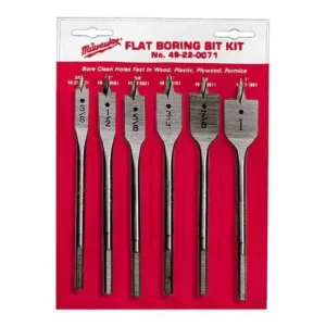 JUEGO MECHAS PLANA P/MADERA MILWAUKEE 6PZS 3/8 - 1"
