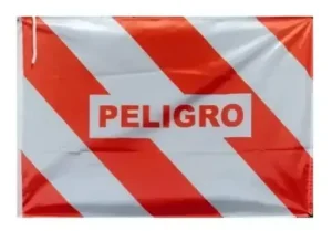 BANDERA PELIGRO ROJA Y BCA 50X70